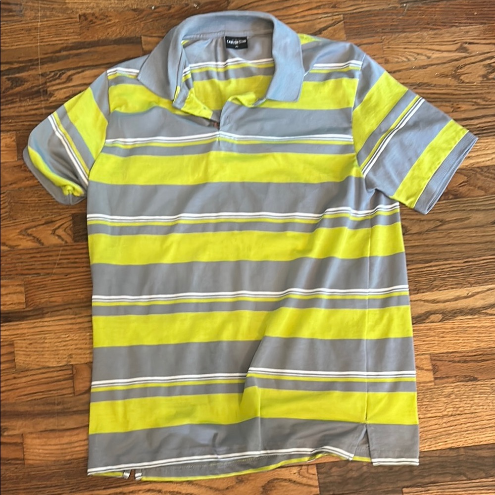 Sporty Gray and Yellow Polo Shirt with Classic Collar